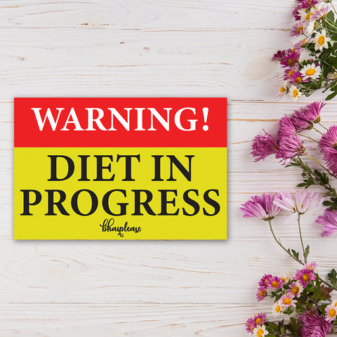 Warning Diet in Progress Wooden Fridge / Refrigerator Magnet
