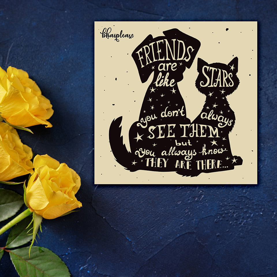 Friends are Like Stars Wooden Fridge / Refrigerator Magnet