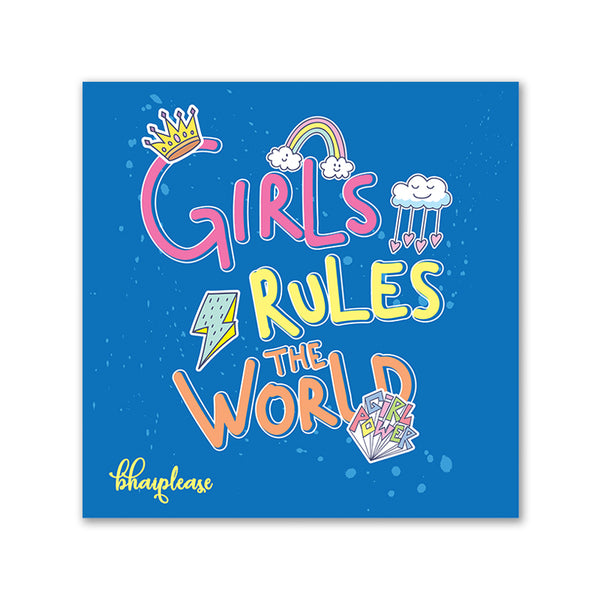 Girls Rule the World Wooden Fridge / Refrigerator Magnet