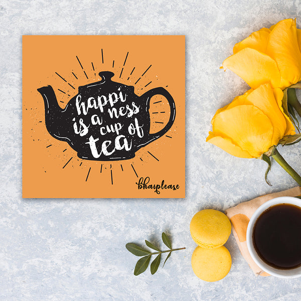 Happiness is Cup of Tea Wooden Fridge Magnet