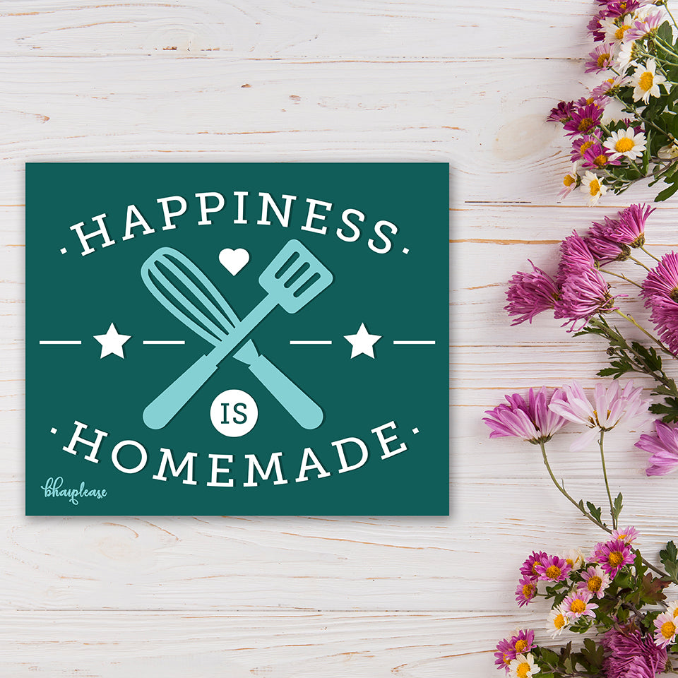 Happiness is Homemade Wooden Fridge / Refrigerator Magnet