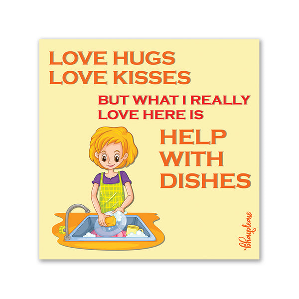 Help with Dishes Wooden Fridge / Refrigerator Magnet