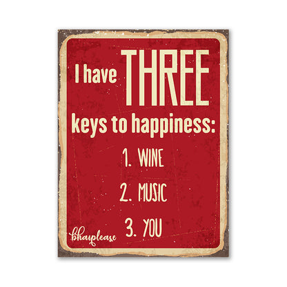 Three Keys To Happiness Wine Fridge Magnet
