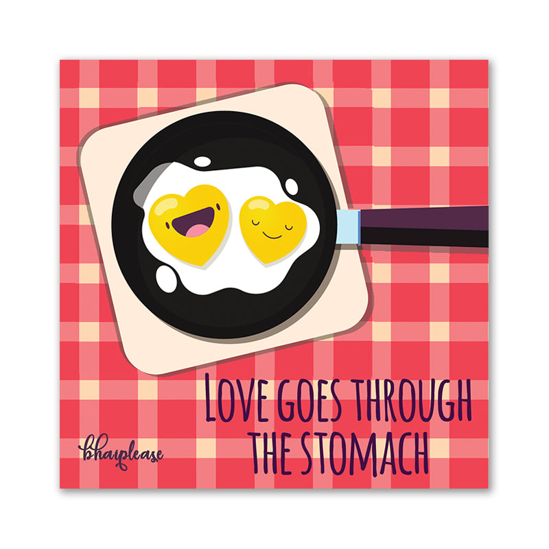 Love goes through Stomach Wooden Fridge / Refrigerator Magnet