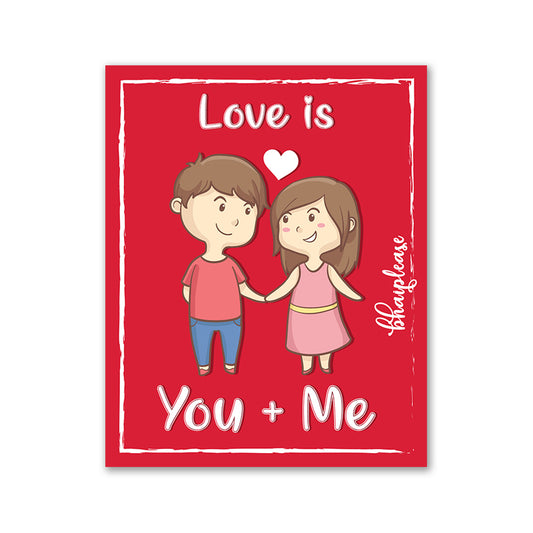Love is You and Me Wooden Fridge / Refrigerator Magnet