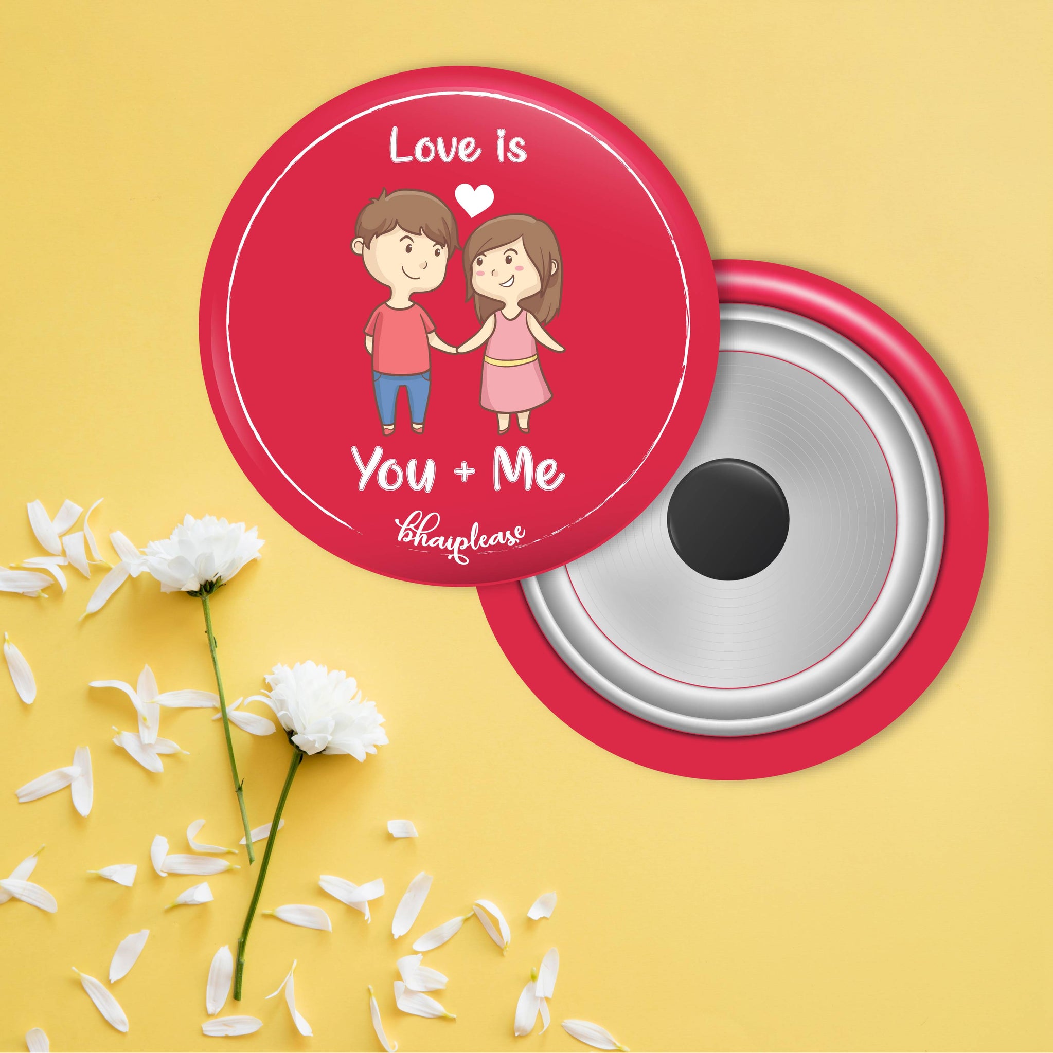 Love is you and me Round Fridge Magnet