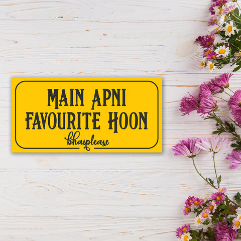 Main apni favourite Hu (Yellow) Wooden Fridge / Refrigerator Magnet