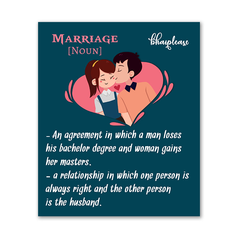 Marriage Noun Wooden Fridge / Refrigerator Magnet
