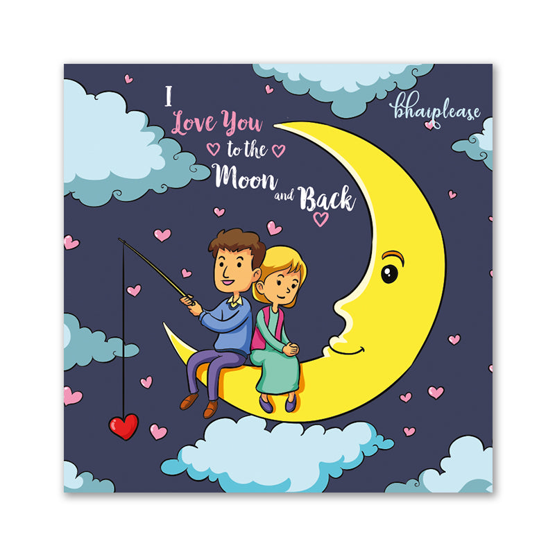 I Love You To The Moon and Back Wooden Fridge / Refrigerator Magnet