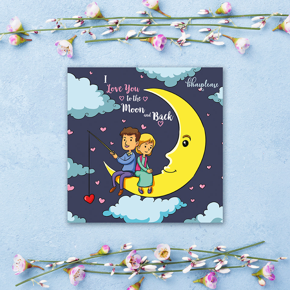 I Love You to the Moon and Back – Couple Fridge Magnet
