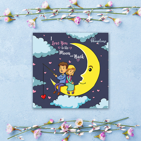 I Love You To The Moon and Back Wooden Fridge / Refrigerator Magnet