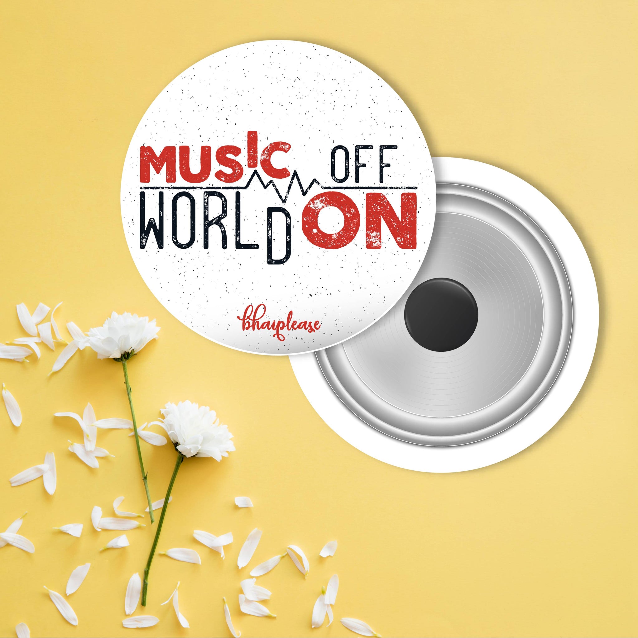 Music off World On Round Fridge Magnet