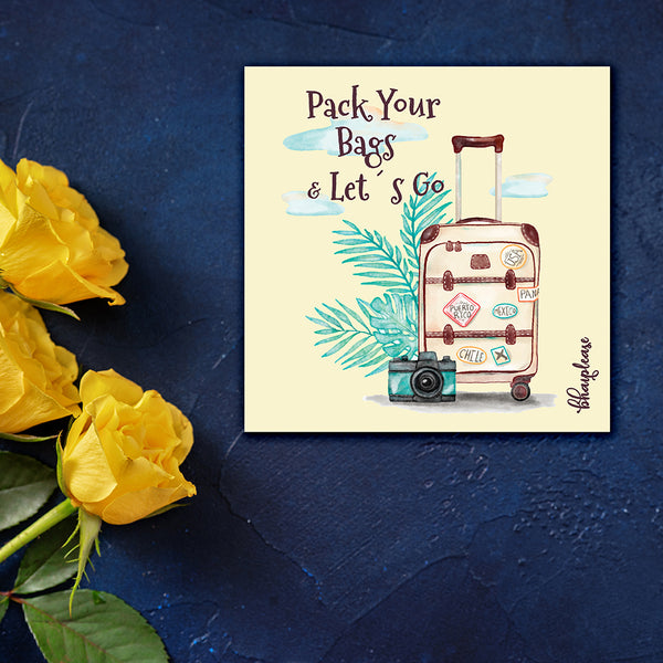 Pack Your Bag Wooden Fridge / Refrigerator Magnet