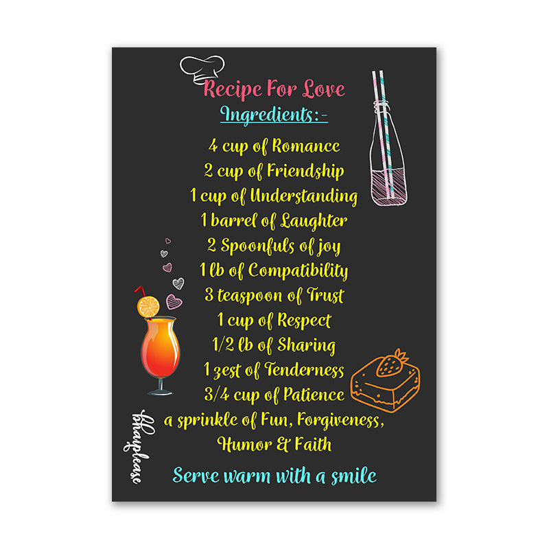 Recipe for Love Wooden Fridge / Refrigerator Magnet