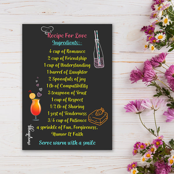 Recipe for Love Wooden Fridge / Refrigerator Magnet