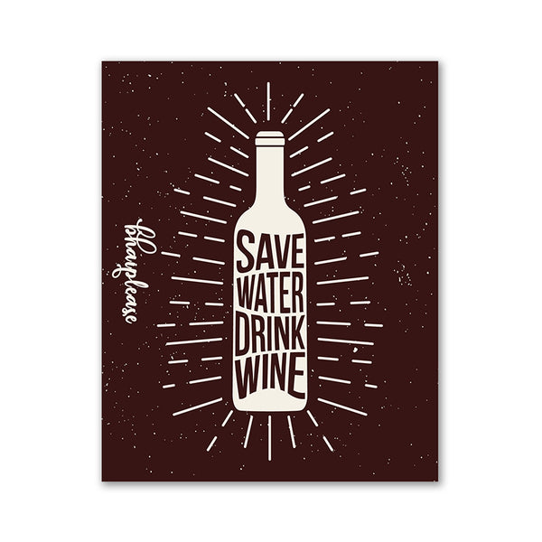 Save Water Drink Wine Wooden Fridge / Refrigerator Magnet