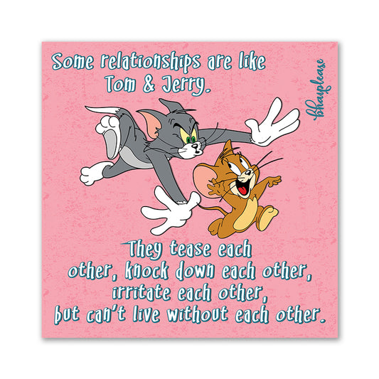Tom & Jerry (Square) Wooden Fridge Magnet