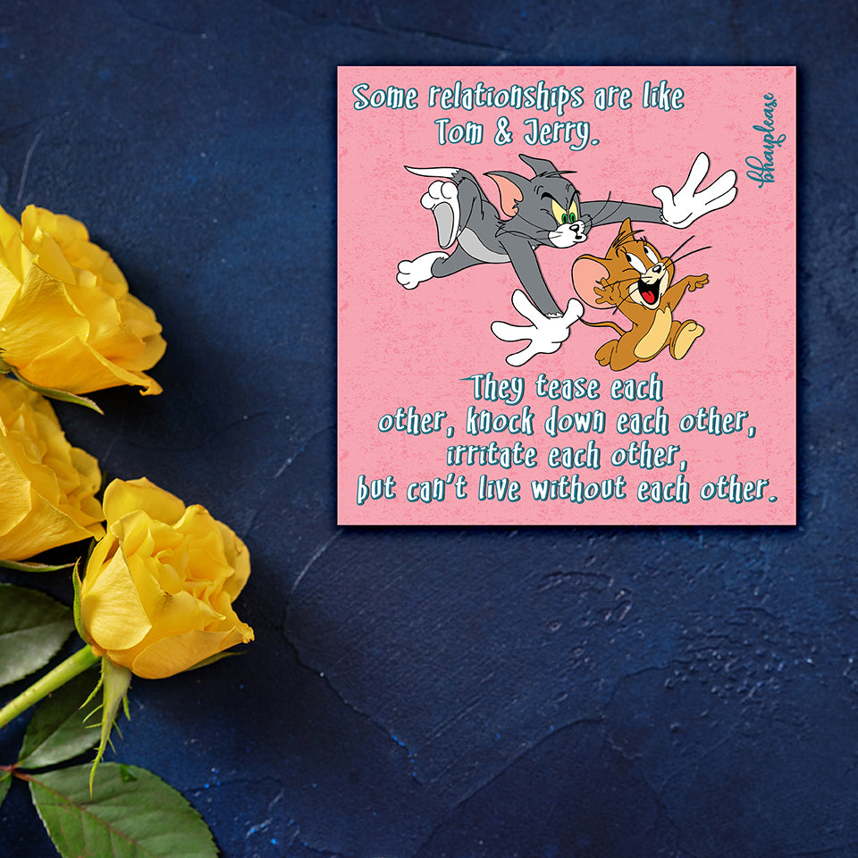 Tom & Jerry (Square) Wooden Fridge Magnet