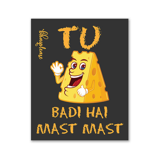 Tu Cheese badi hai Wooden Fridge Magnet