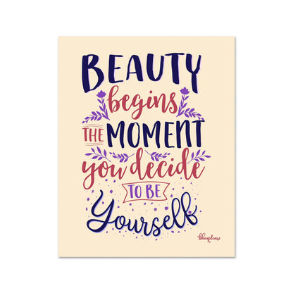 Beauty Begins Quote Fridge Magnet