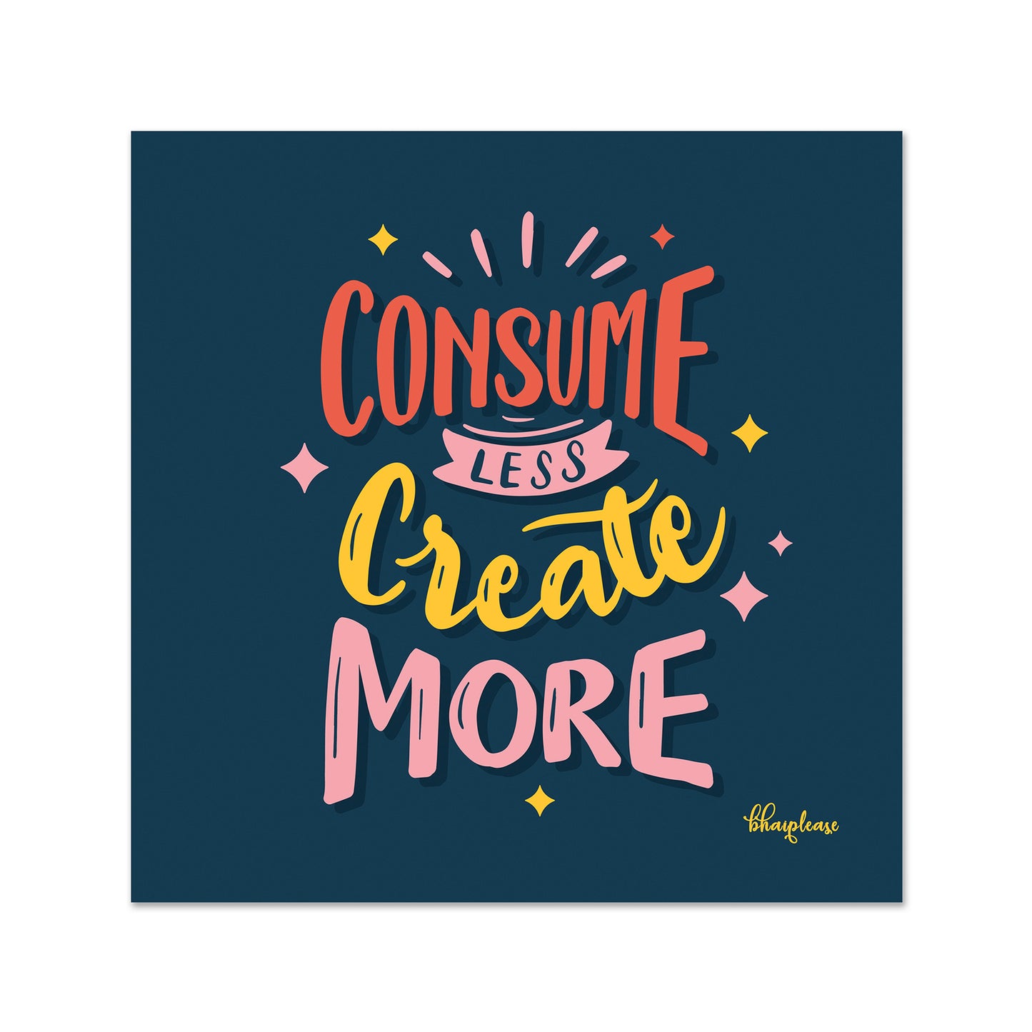 Consume Less Create More Wooden Fridge Magnet