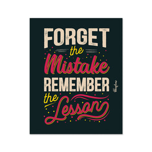 Forget The Mistake Remember The Lesson (Black) Wooden Fridge / Refrigerator Magnet