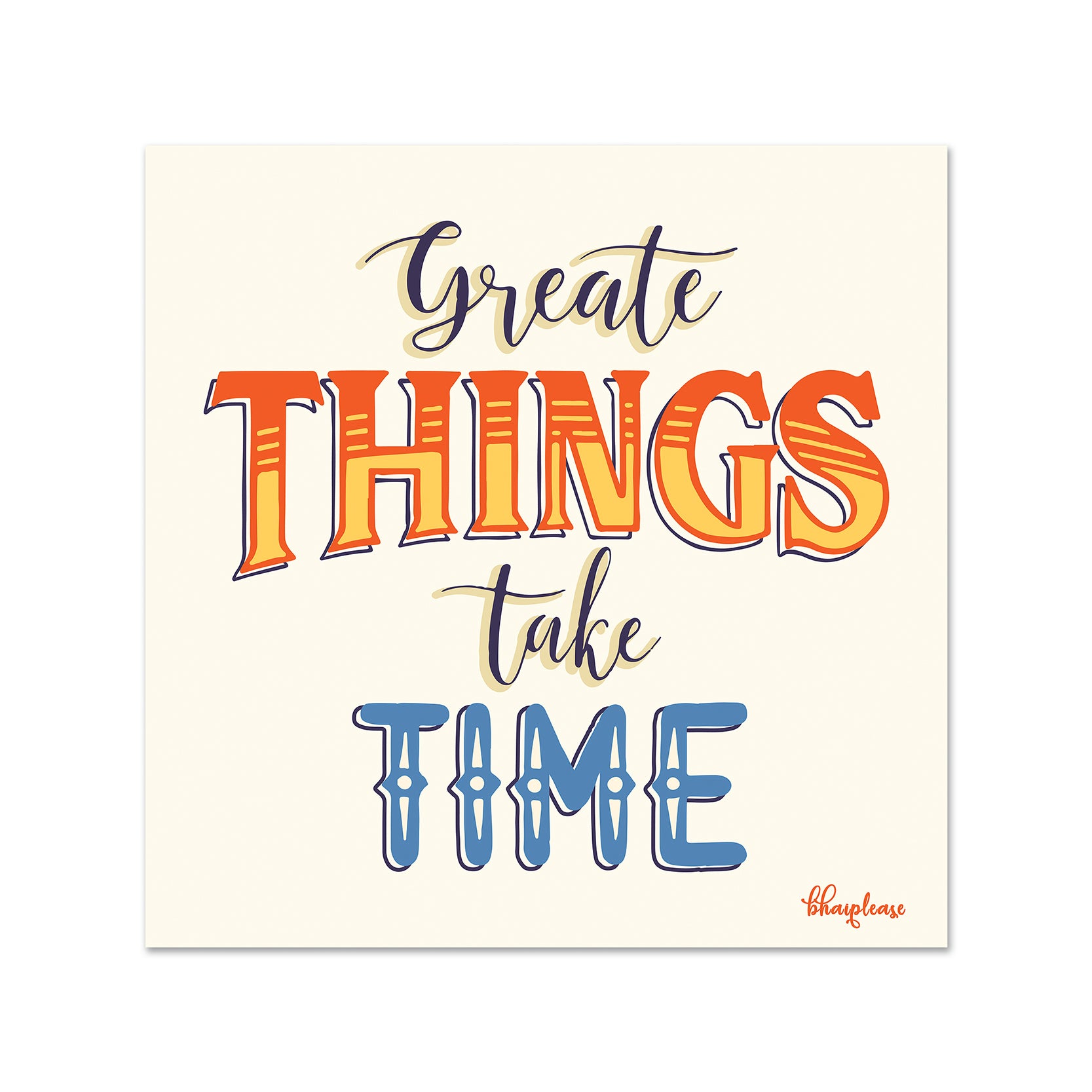 Great Things Take Time Wooden Fridge / Refrigerator Magnet