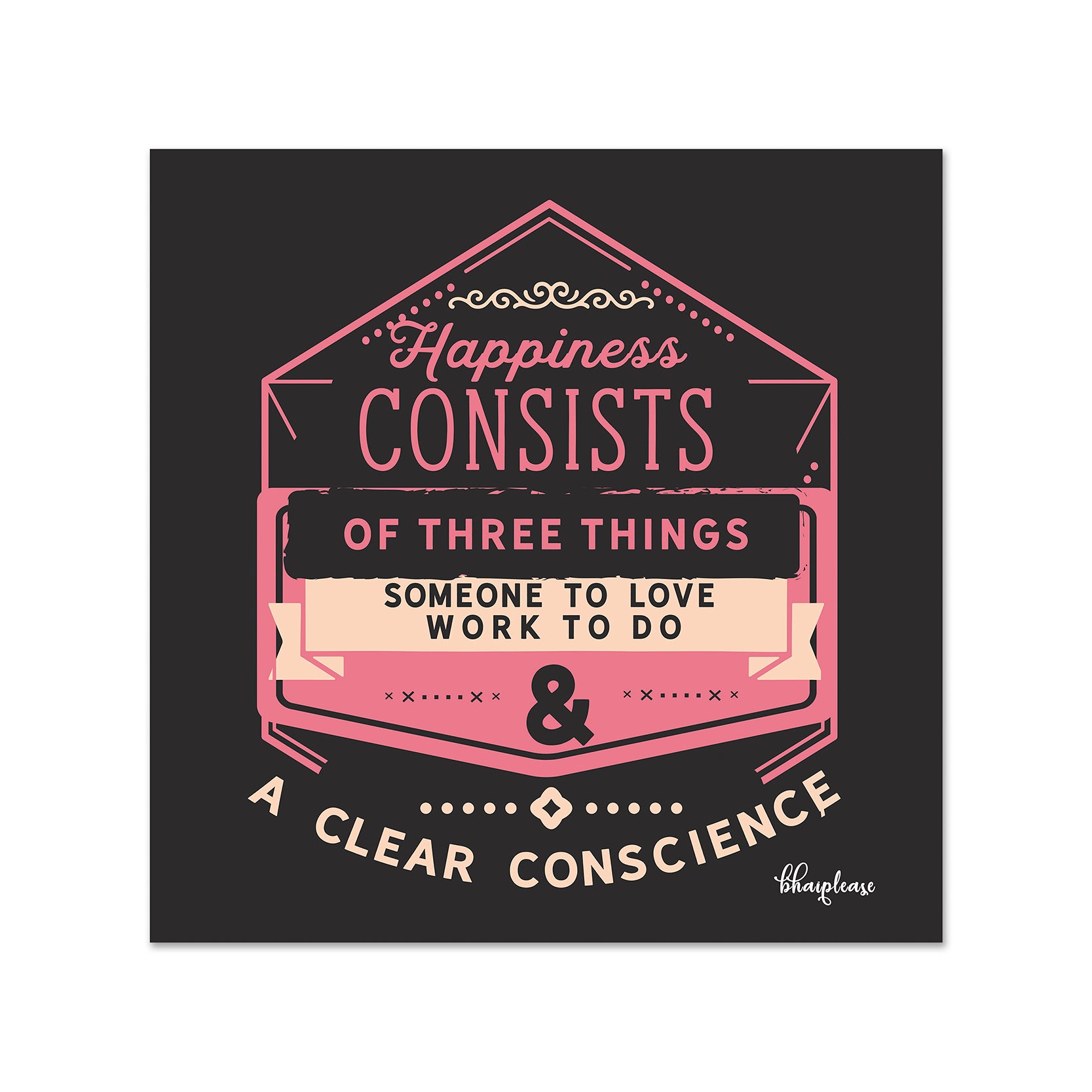 Happiness Consist of Three Things - Love, Work and Conscience Wooden Fridge / Refrigerator Magnet