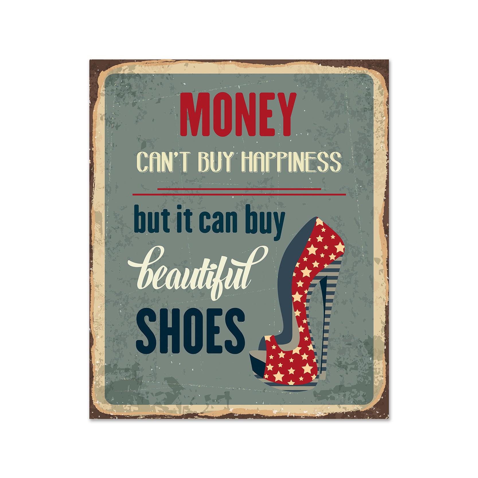 Money Cant Buy Happiness but it can Buy Beautiful Shoes Wooden Fridge / Refrigerator Magnet