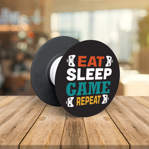 Eat Sleep Game Repeat Pop Socket Grip Holder