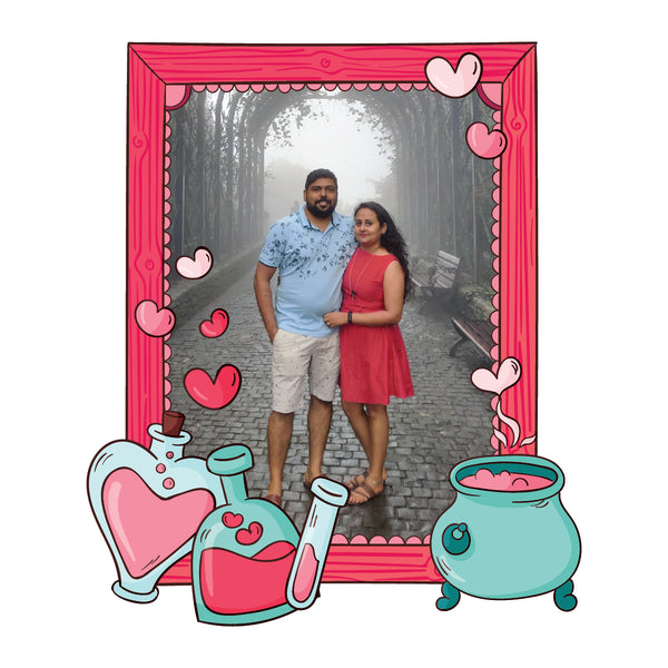 Valentine Gift (Hamper No. 6) (5 Products - Personalised Fridge Magnet, Keychain, Card, Chocolate and Rose)