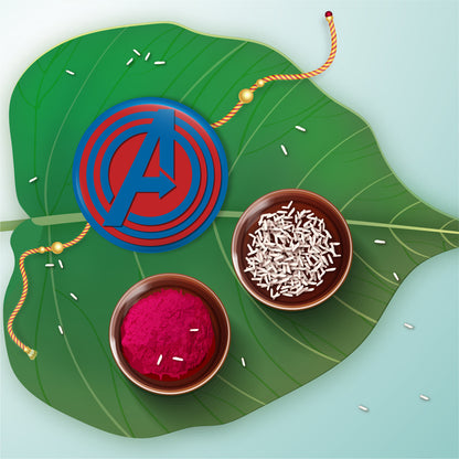 Avengers metal Rakhi with fridge magnet – Marvel superhero gift combo