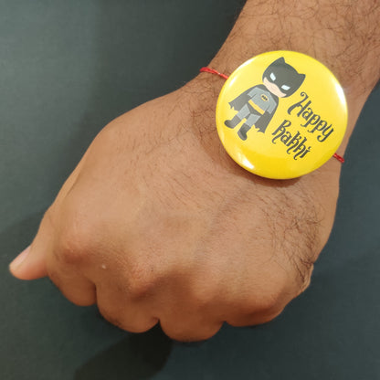 Batman Metal Rakhi with fridge magnet – superhero Rakhi gift combo