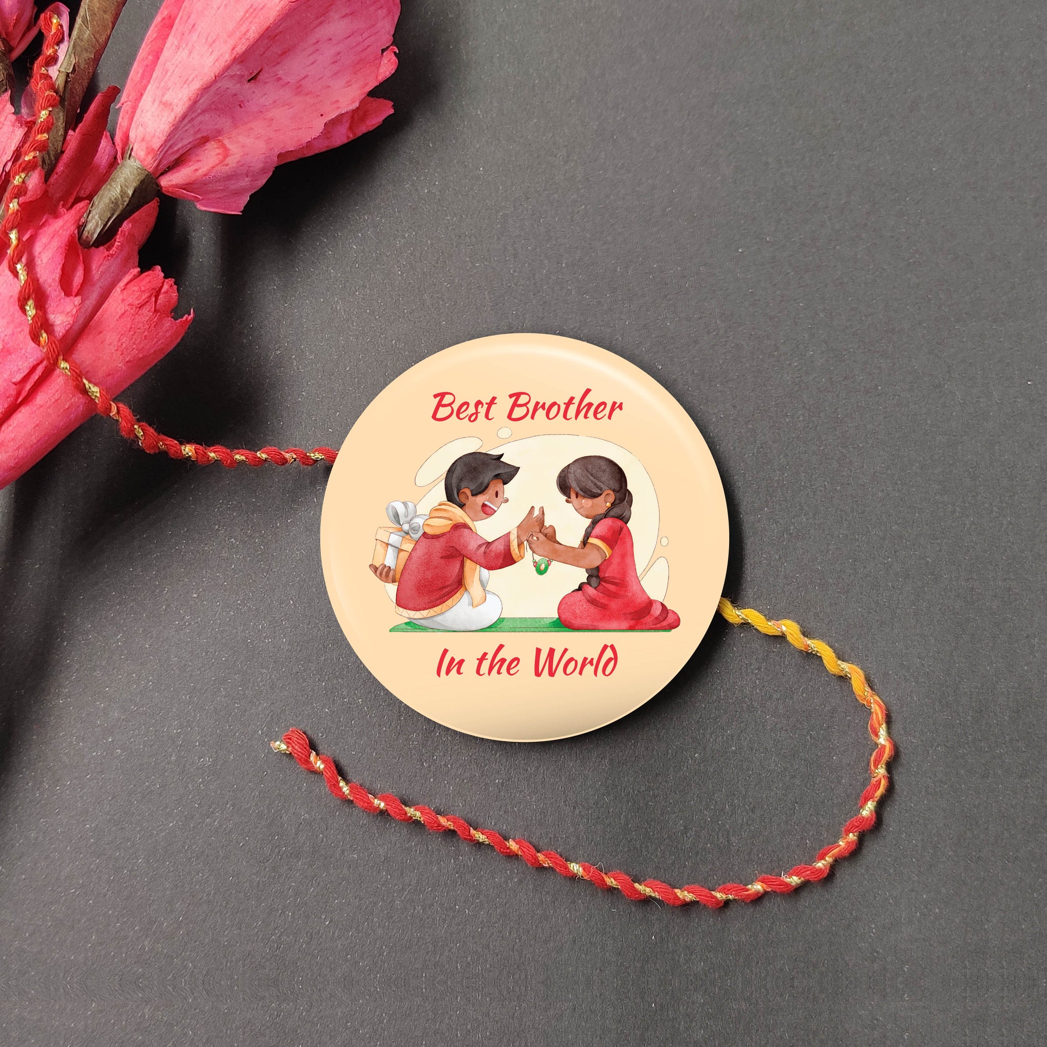 Best Brother in the World Metal Rakhi with Fridge Magnet