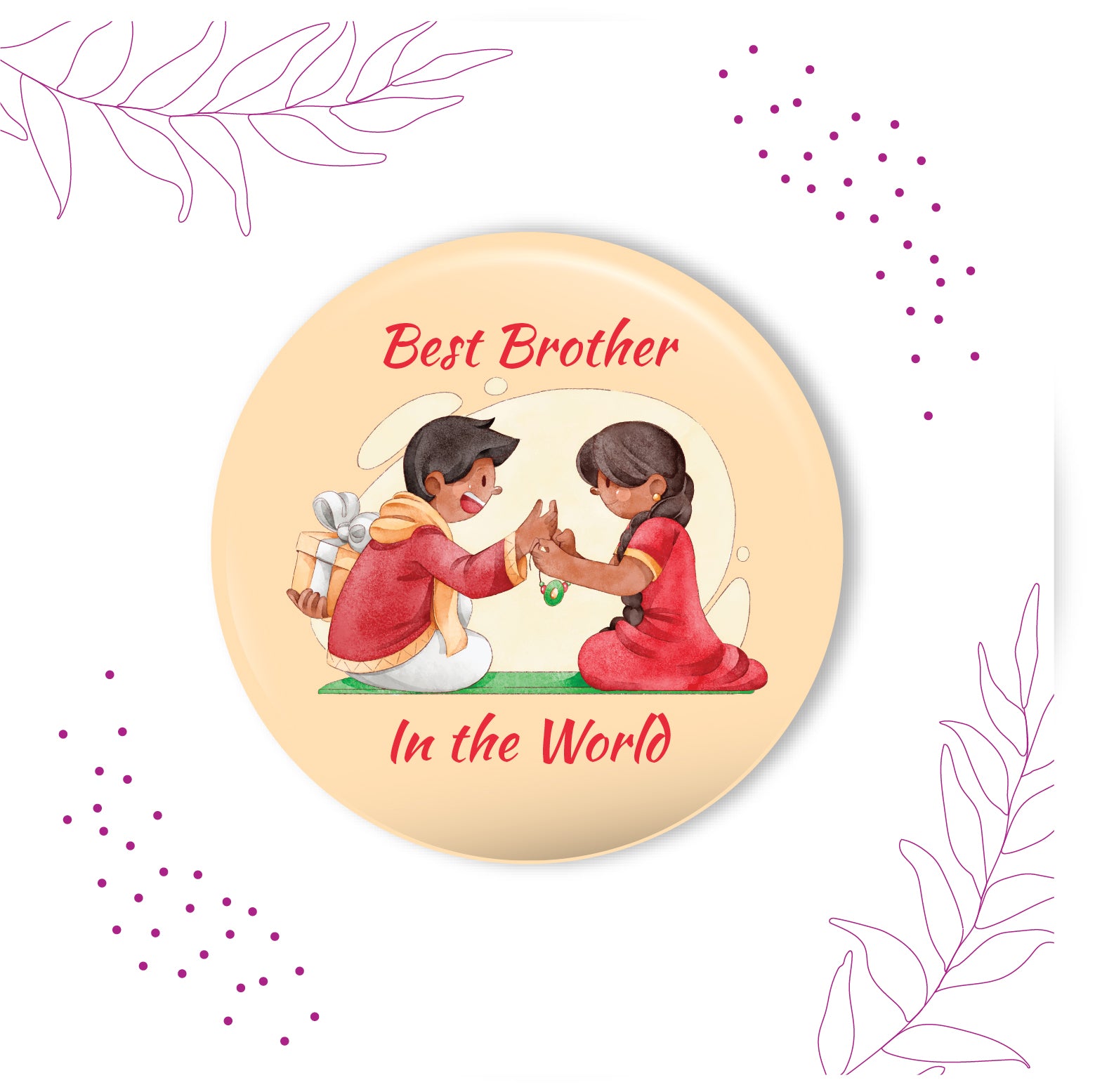 Brother wearing Best Brother in the World Metal Rakhi on his wrist.