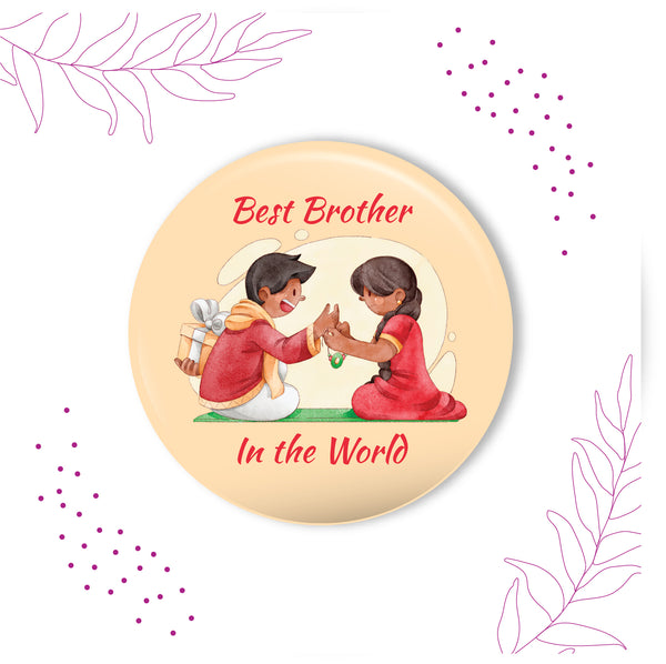 Best Brother in the World Metal Rakhi with Fridge Magnet