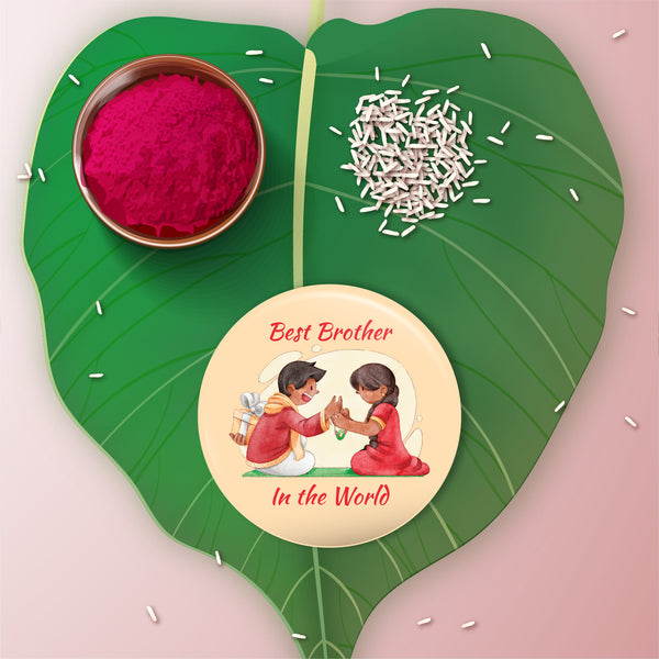 Best Brother in the World Metal Rakhi with Fridge Magnet