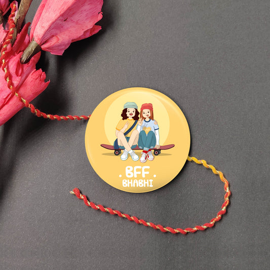 Bff Bhabhi Metal Rakhi/Lumba with Fridge Magnet