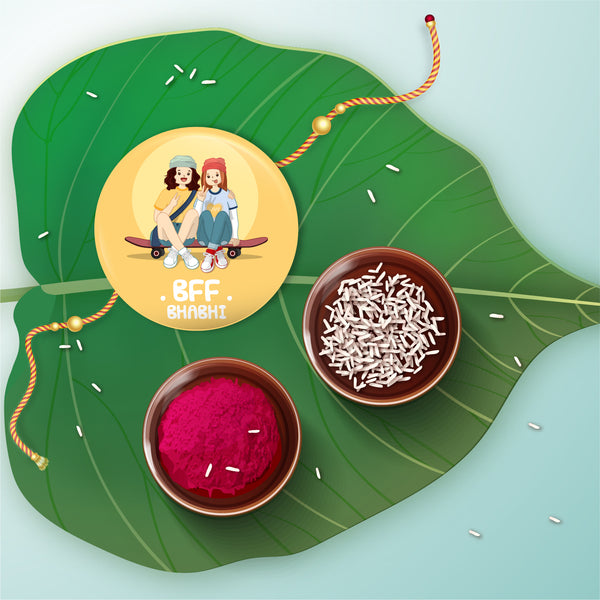 Bff Bhabhi Metal Rakhi/Lumba with Fridge Magnet