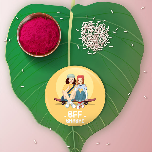 Bff Bhabhi Metal Rakhi/Lumba with Fridge Magnet