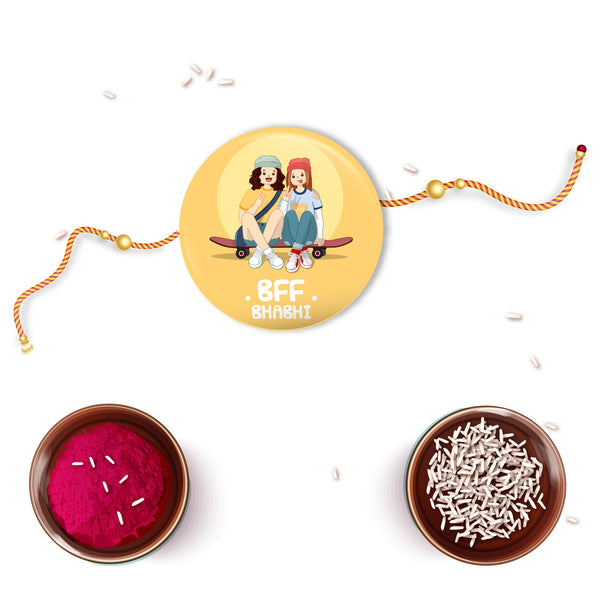 Bff Bhabhi Metal Rakhi/Lumba with Fridge Magnet