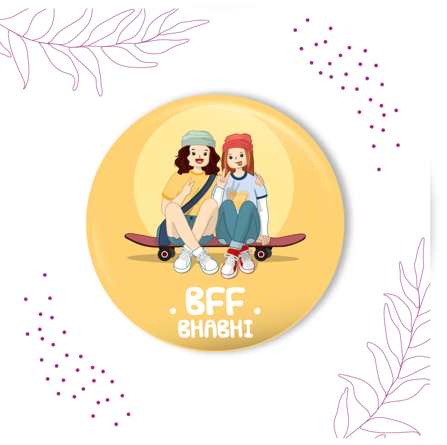 Bff Bhabhi Metal Rakhi/Lumba with Fridge Magnet