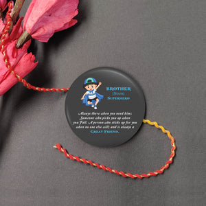 Brother is Superhero Metal Rakhi with Fridge Magnet