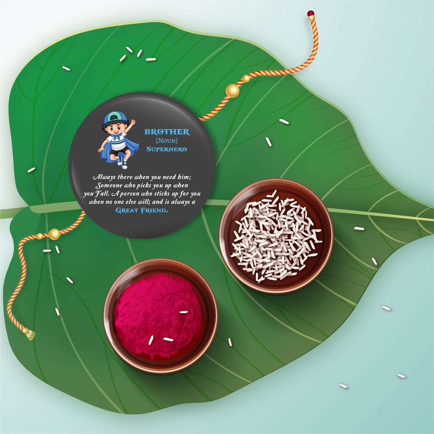 Brother is Superhero Metal Rakhi with Fridge Magnet