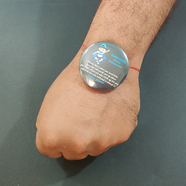 Brother is Superhero Metal Rakhi with Fridge Magnet