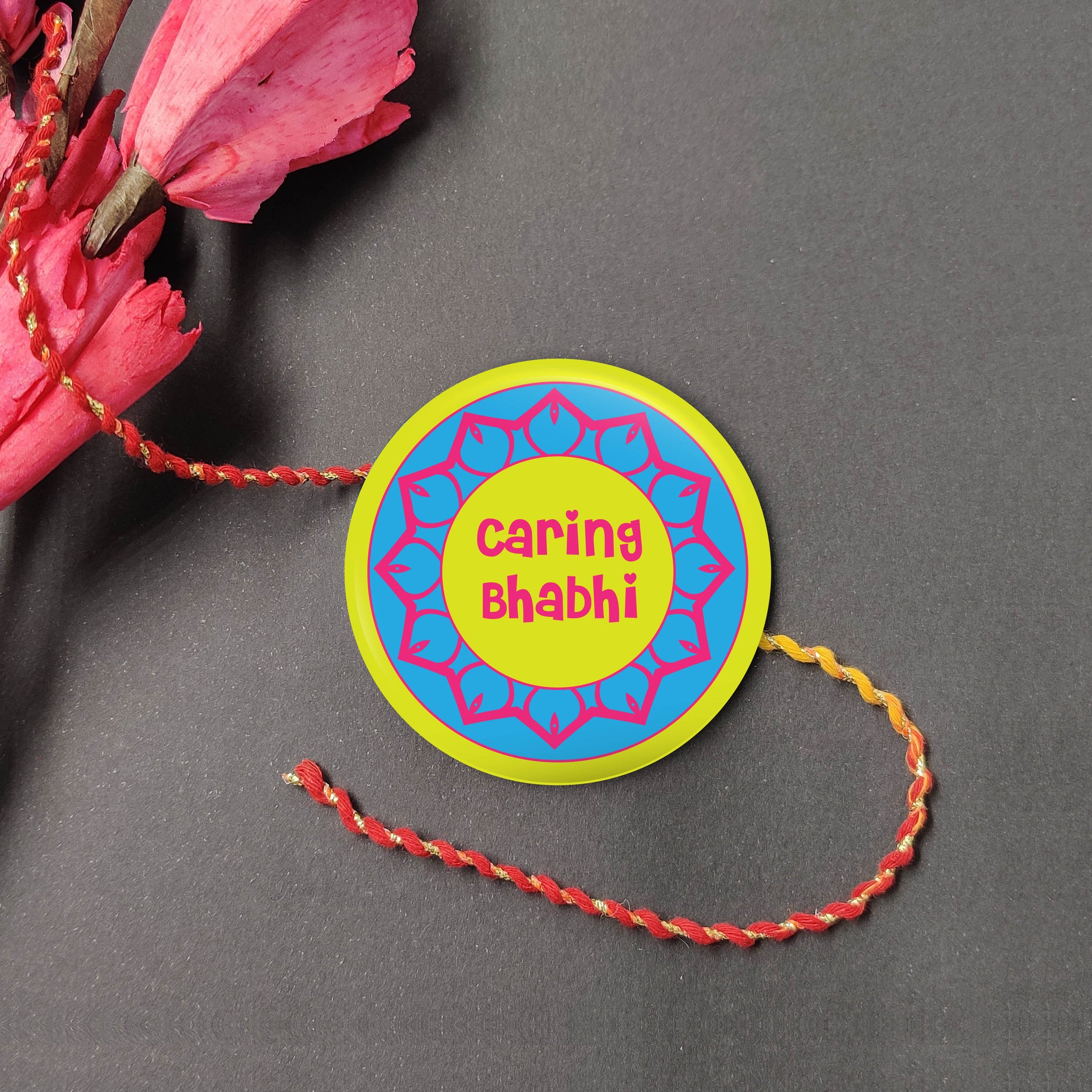 Caring Bhabhi Metal Rakhi/Lumba with Fridge Magnet
