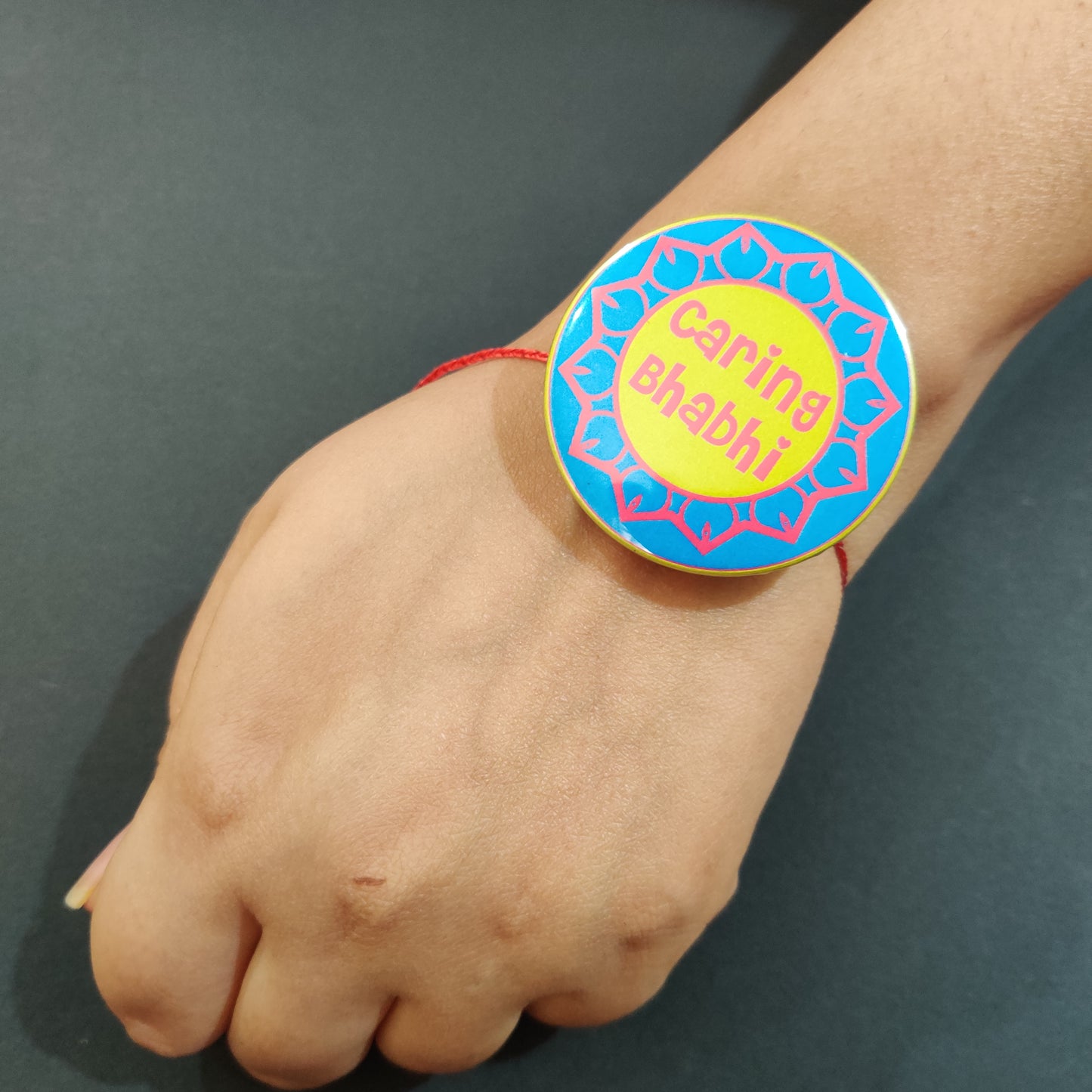 Caring Bhabhi Metal Rakhi/Lumba with Fridge Magnet