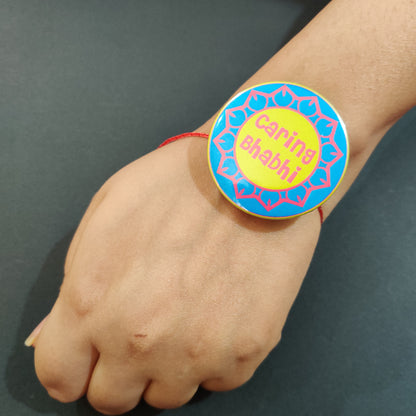 Caring Bhabhi Metal Rakhi/Lumba with Fridge Magnet