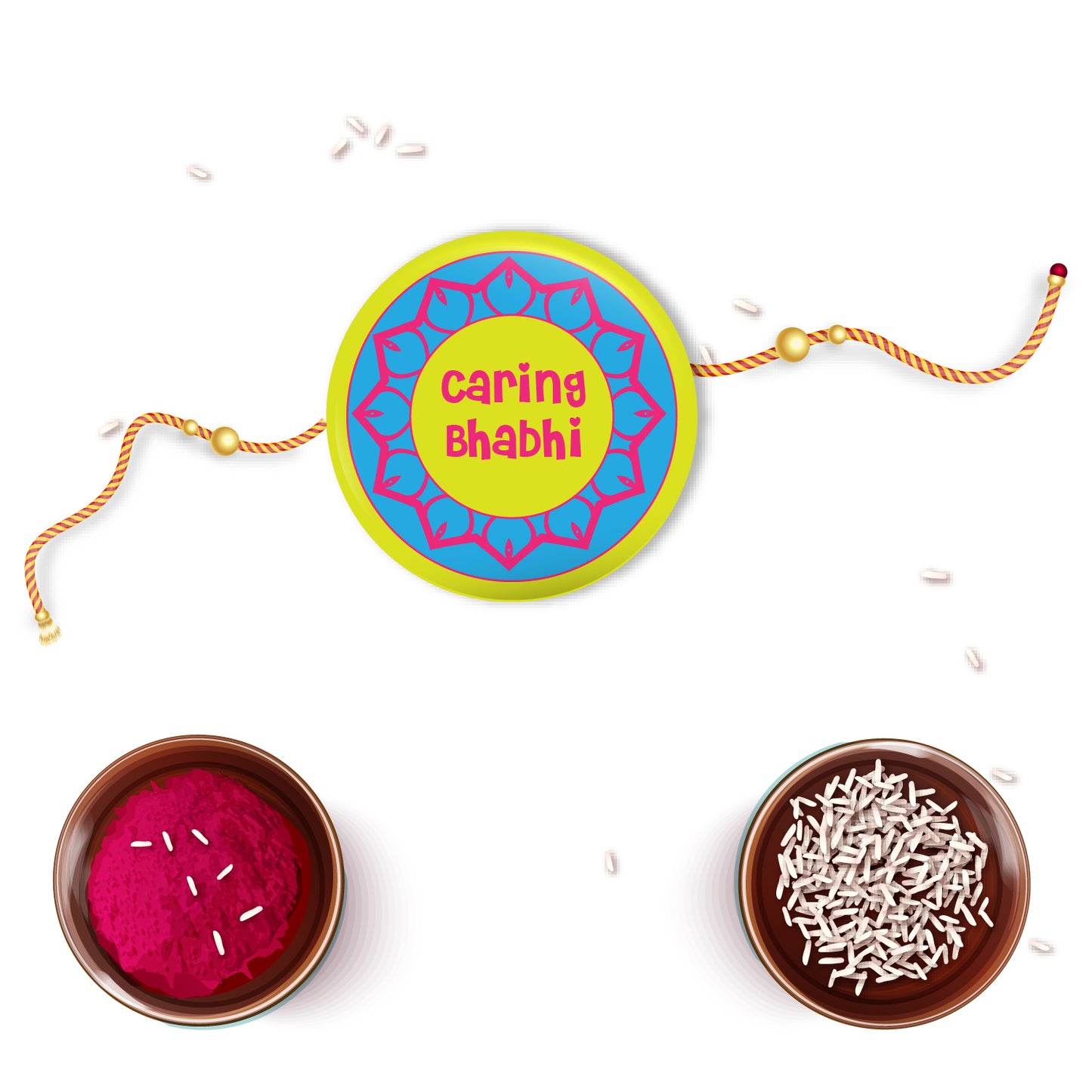 Caring Bhabhi Metal Rakhi/Lumba with Fridge Magnet