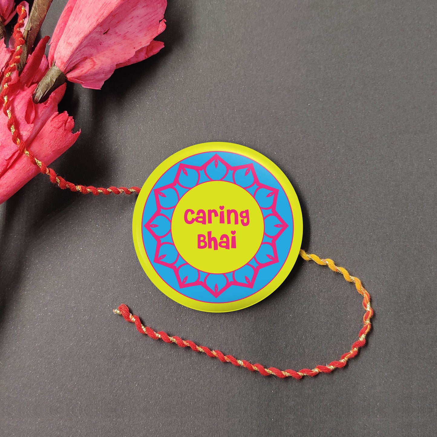Caring Bhai Metal Rakhi with Fridge Magnet